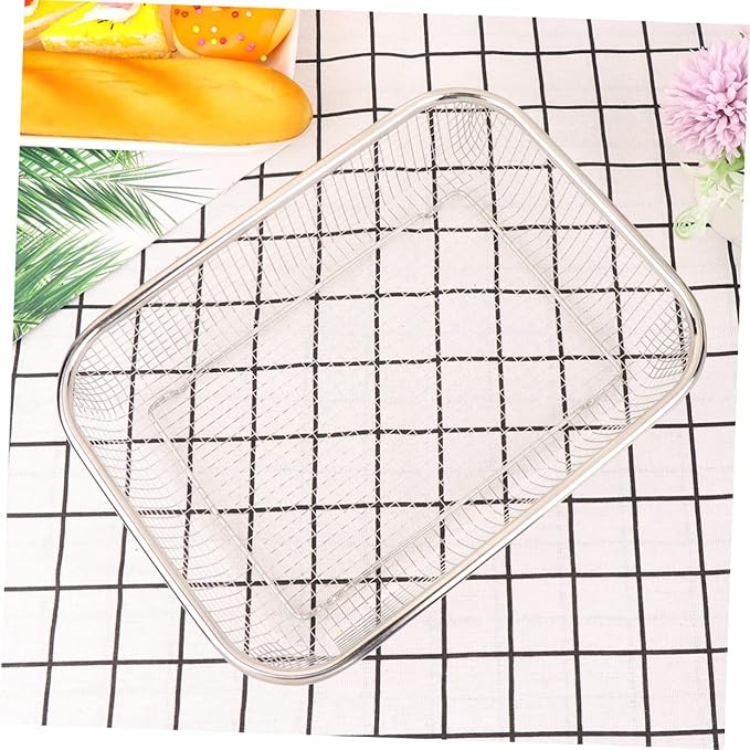 Stainless Steel Drain Basket 13X9.4X2.75 Inch Rectangular Kitchen Colander Multi-Purpose Fruit and Vegetable Strainer Holder for Washing and Storage