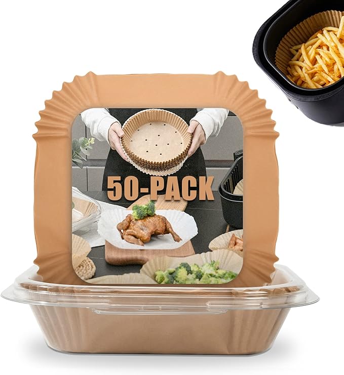 [3-Size] Air Fryer Disposable Paper Liner Square Compatible with COSORI Airfryer Toaster Oven, Non-stick Air Fryers Parchment Paper Baking Accessories