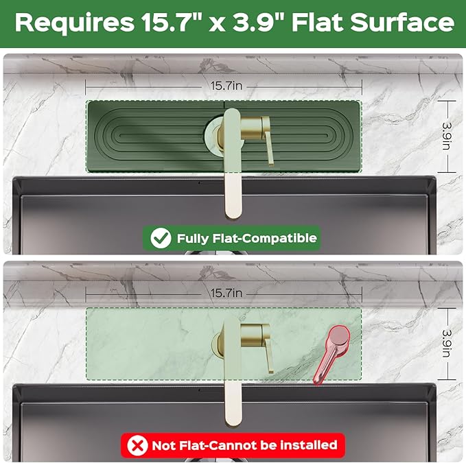16 Inch Stone Faucet Mat for Kitchen Sink Splash Guard - Diatomite Quick Dry Stone Mat Kitchen Sink Protectors, Water-Absorbent Faucet Handle Drip Catcher Tray with Drainage (Dark Gray, 15.7" x 3.9")