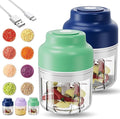 Electric Garlic Chopper, Mini Portable Veggie Cutter with 4/6 Stainless Steel Blades, Portable Wireless Rechargeable Mini Electric Garlic Food Chopper for Garlic, Onion, Chili, Nuts (2PCS-A,250ML)