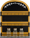 Wall Mount Spice Rack with Blackboard 3 Tier Wooden Spice Shelf Organizer for Kitchen or Pantry Space Saving Wall-mounted Spice Holder for 18 Jars, Black