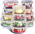 Nestl 24pc Glass Storage Containers with Lids, 12 Glass Food Storage Containers with 12 Airtight Lids for Pantry & Kitchen, Meal Prep Containers for Lunch, Oven Microwave & Dishwasher Safe, Cream