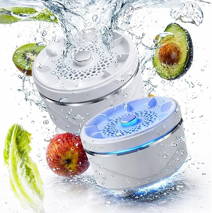 2026 New Fruit and Vegetable Washing Machine, Countertop Fruit Washing Machine, Electric Vegetable Cleaner, Device Waterproof, for Fruits, Suitable for Use in the Kitchen (2PCS)