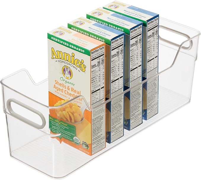Oggi Cabinet/Drawer High Wall Storage Bin - 14" x 5", Clear/Gray, Ideal for Kitchen Organization, Pantry Storage, Fridge Organizing - Set of 6