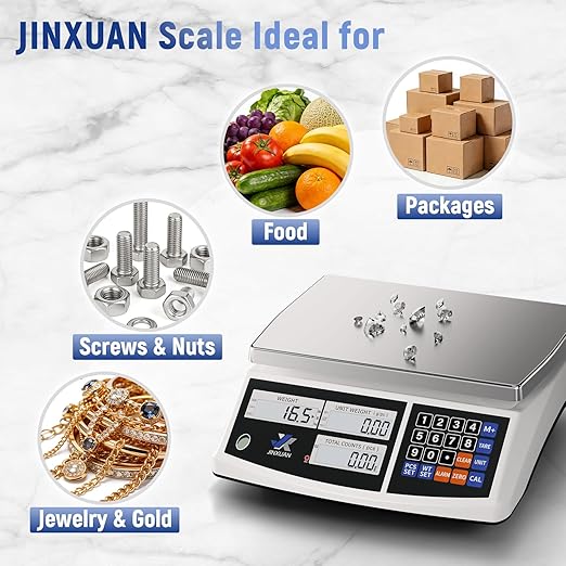 Industrial Counting Scale 30kg/66lb x 0.1g Precision Bench Scale Digital Inventory Counting Weight Scale for Small Parts and Coins, Electronic Gram Scale with Batteries/AC Power, lb/g/kg/oz