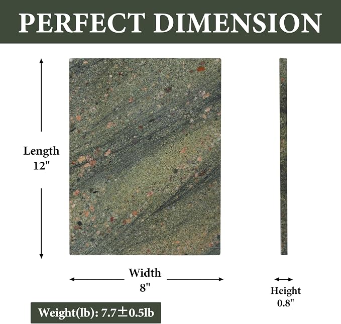 Koville Marble Cutting Board for Kitchen, 12x8 Inches Stone Slab Pastry Cheese Board, Rectangular Serving Tray for Bathroom Countertop, Marble Vanity Tray for Jewelry Cosmetics Perfume (Green)