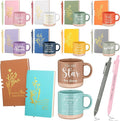 Didaey 10 Sets Employee Appreciation Gifts Set 13oz Inspirational Pastel Ceramic Coffee Mugs A6 Leather Notebooks Ballpoint Pens Bulk Thank You Gifts for Coworker Employees Staff Team Members