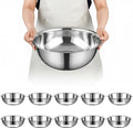 10 Pcs Stainless Steel Mixing Bowls Metal Mixing Bowls Extra Large Basin Salad Bowl with Deeper Edge, Dishwasher Safe, Mirror Finish for Home and Commercial, Silver (13 Inch 7 Qt)