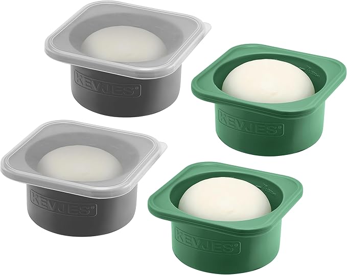 Stackable Silicone Artisan Pizza Dough Proofing Proving Containers with Air-tight Lids-4pack-500ml Volume for 250g Dough Ball (2green+2Space Grey)