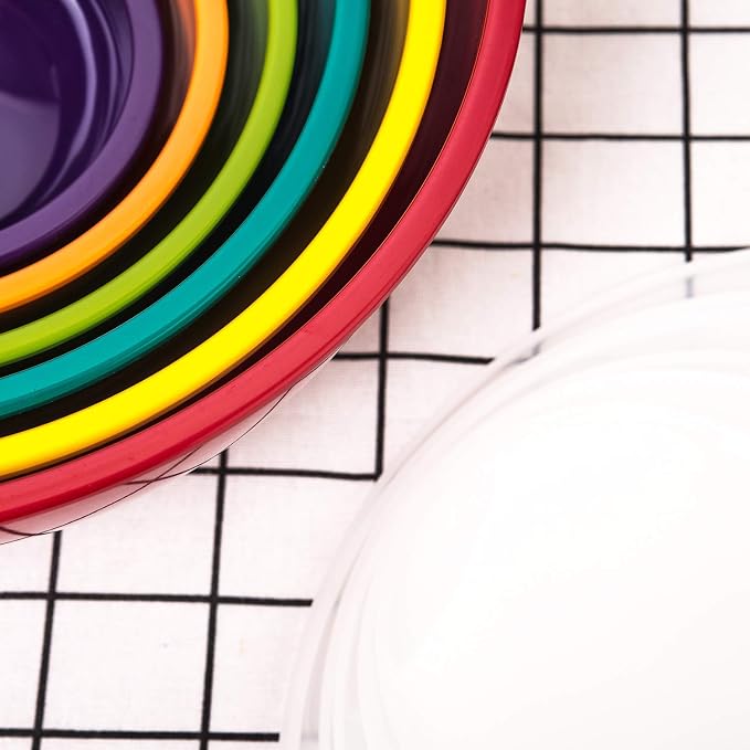 KX-WARE Melamine Mixing Bowls with Lids - 6 Piece Melamine Bowls and 6 Piece Plastic Lids, Multicolor