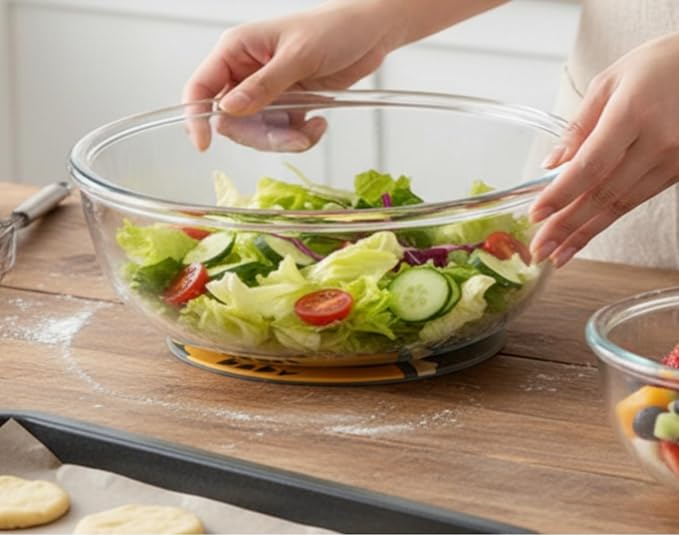 12.3in Wide 6Qt Extra Large Glass Bowl,Glass Salad Bowl Mixing Bowl for Sourdough Bread Dough Making Marinating Meat,Serving Fruit Bowl on Kitchen Countertop for Party,Pasta Dish, Clear