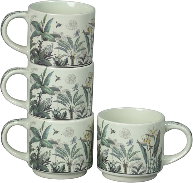 Servo Best Handmade Ceramic Coffee Mugs Set Of 4, 8 Oz Mug with Handle for Hot Beverages, Cups for Latte, Tea, Cappuccino, Milk, Cocoa, Microwave & Dishwasher Safe, Housewarming Gift for Men & Women