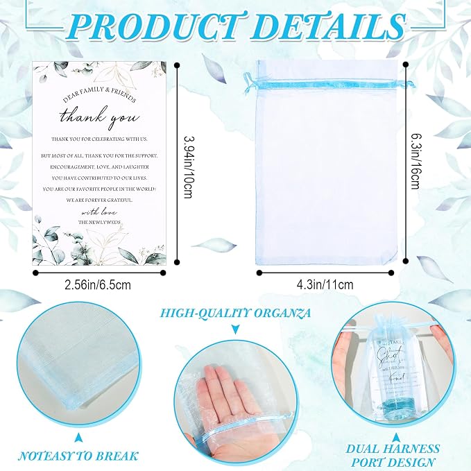 Sliner 50 Set Wedding Favors for Guests Bulk 2oz Acrylic Take a Shot We Tied the Knot Shot Glasses with Thank You Cards Organza Bags for Guest Souvenirs Wedding Newlyweds Bridal Shower Gifts (Blue)
