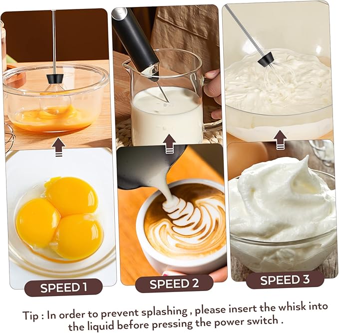Cabilock Rechargeable Electric Milk Frother Handheld Whisk Speed Portable Foam Maker for Coffee Latte Matcha Egg Beater with USB Charging and Stable Standing Design