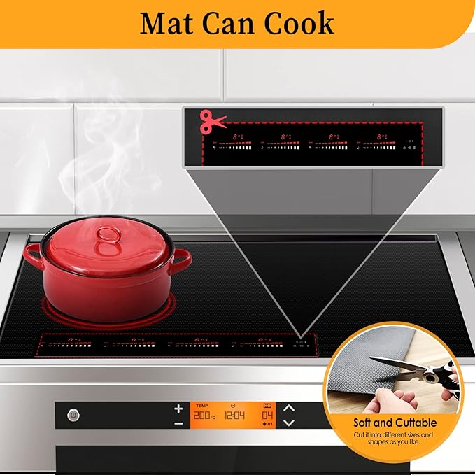 Cook's Aid Induction Cooktop Protector Mat 20.4x30.7 In, (Magnetic) Electric Stove Burner Covers Antiscratch as Glass Top Stove Cover (20.4x30.7 In, Black)