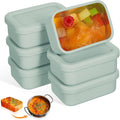 Teenyyou 6 Packs 1 Cup Silicone Soup Freezer Molds with Lid Silicone Soup Freezer Trays Rectangle Reusable Food Preserving Tray Freezing Sauces Stews(Sage Green)