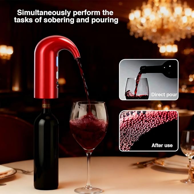Electric Wine Aerator Dispenser Set – Automatic Wine Decanter & Pourer with LED Display, 200ml Smart Pour Control, Rechargeable Wine Pump & Stopper, Perfect Christmas Gifts for Wine Lovers