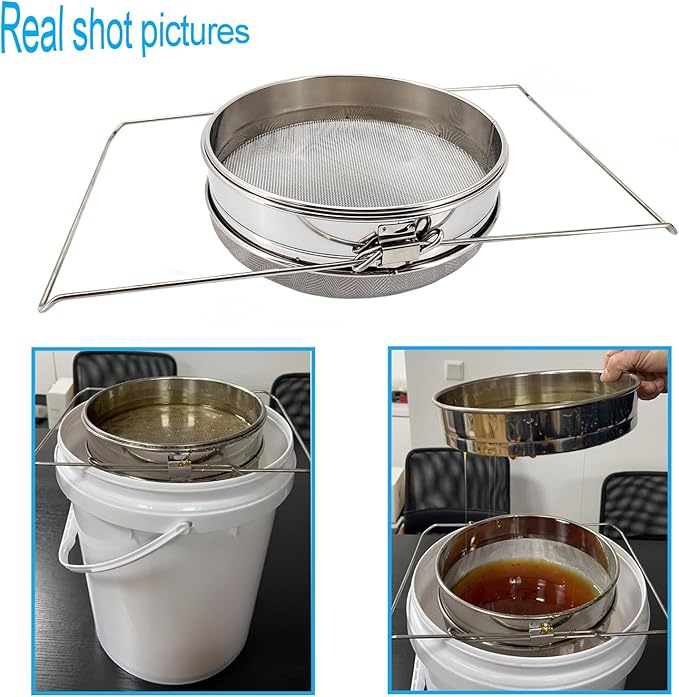 Stainless Steel Double Sieve Honey Strainer Filter for 5 Gallon Buckets Honey Extractor Equipment
