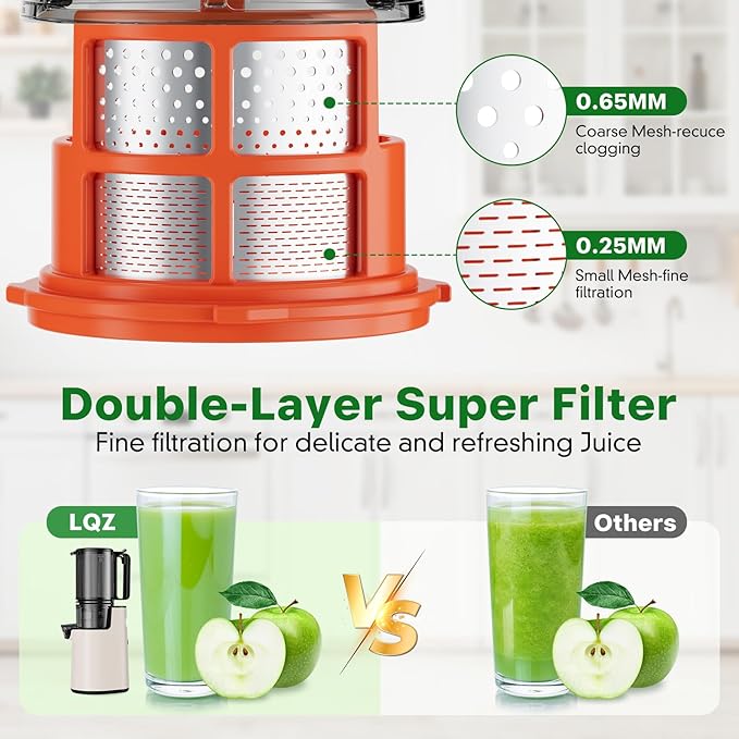 Cold Press Juicer, Masticating Juicer with 5.4" Wide Feed Chute, 350w Slow Juicer Machines Fit Whole Vegetables and Fruits with High Juice Yield, Easy to Clean (Pink)
