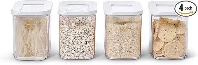 Mepal - Storage Container Modula 4-Piece Set – Clear Food Container with Lid - Kitchen Organizers & Plastic Storage Boxes – Stackable & Airtight – 4 x 1000 ml – White