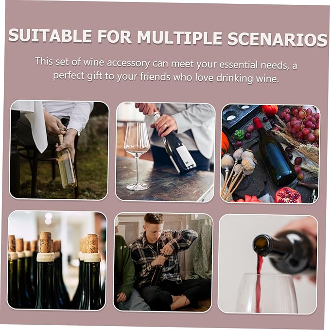 6pcs Rotary Corkscrew Set Vacuum Wine Pourer Effortless Wine Opener for Home Parties Weddings Restaurants Design Compact for