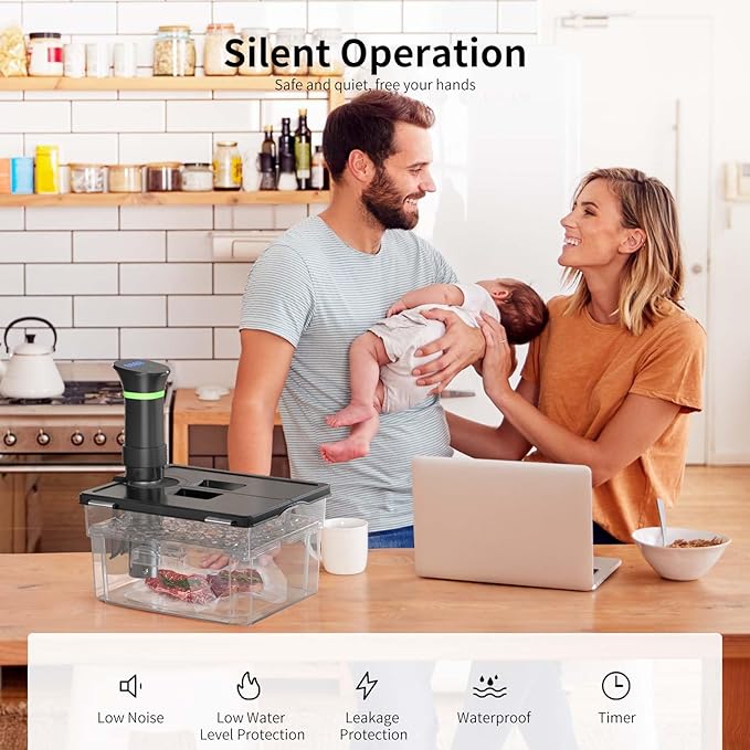 Sous Vide Cooker Kit, Includes 1000W Sous Vide Machine and 11.65QT Sous Vide Container with Double-Door Design, with Temperature and Time Digital Display Control