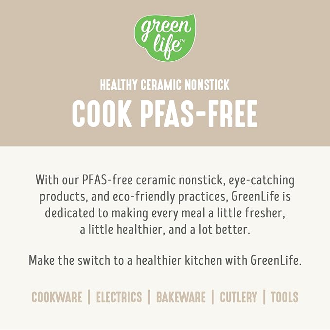 GreenLife 8 Piece Ceramic Nonstick Cookware Set, Induction Suitable Non Toxic PFAS-Free Pots & Pans, Dishwasher Safe, Cooking Set, Stock Pot, Saucepans & Frying Pans, Kitchen Cooking, Granite Cream