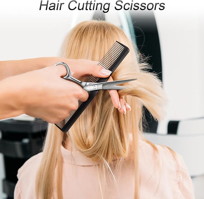 CIICII Hair Cutting Scissors Shears Kit, Professional Barber Haircut Scissors Set (6.7 Inch Hair Beard Hairdressing Trimming Haircutting Thinning Shears) for Men Women Hairdresser Home Salon (Silver)