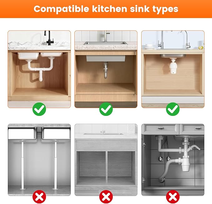 Expandable Under Sink Organizers and Storage,Width Adjustable (14.9-23.6IN),No Drill 2-Tier Pull Out Under Cabinet Organizer for Kitchen Bathroom Laundry (black)