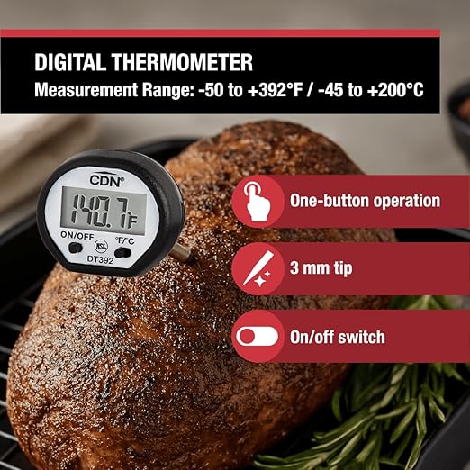 CDN Gifts Set 3-Piece Chef's Thermometer Set, Including Digital Probe Timer, Meat Thermometer, Grill/Oven Surface Thermometer.