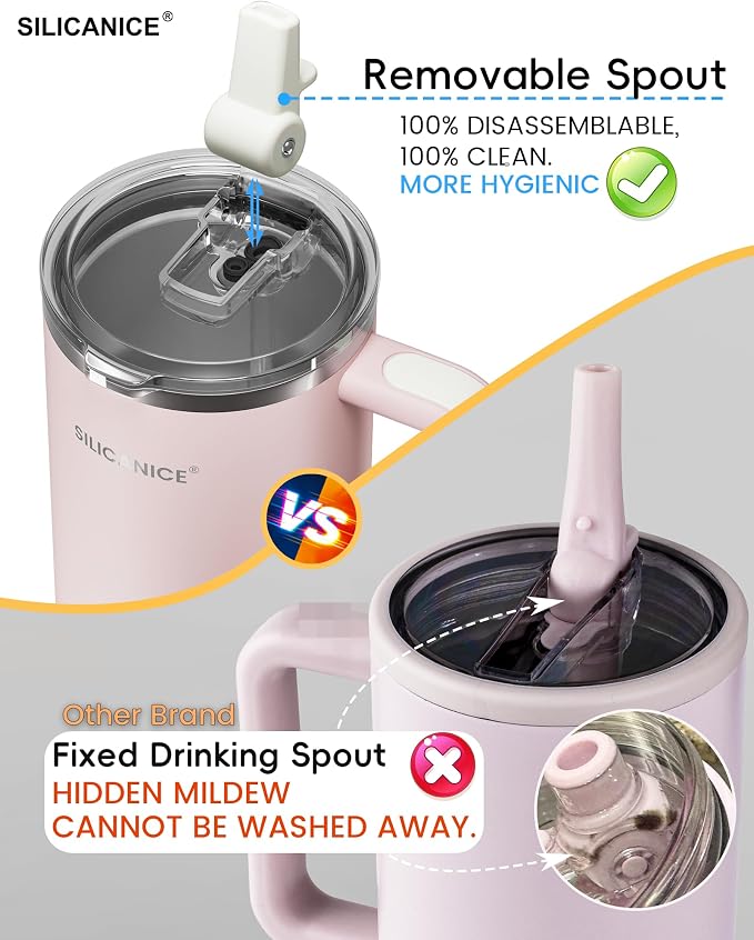For Travel & Gym – Never Drink from a Moldy Lid Again: 40oz Hygienic Tumbler, 100% Leakproof Lid & Removable Foldable Spout. Reinforced Base, Fits Cup Holders - Cream