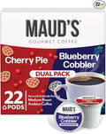 Maud's Cherry & Blueberry Flavored Coffee Pods, 22ct, Medium Roast Flavored Coffee in Single Serve Pods – 100% Arabica Beans, Compatible with Keurig K Cups Maker