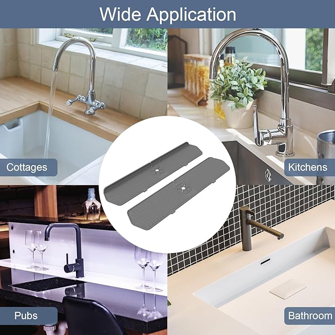 Faucet Guard - 90 Foldable Drain Mat for Kitchen & Bathroom Sink (Gray, 24"*5.66")
