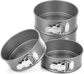 Funnymoom 4 Pcs 7 Inch Non Stick Springform Pan with Removable Bottom Carbon Steel Round Springform Cheesecake Pan with Stainless Steel Spring Buckles for Baking Kitchens Restaurant(Gray)