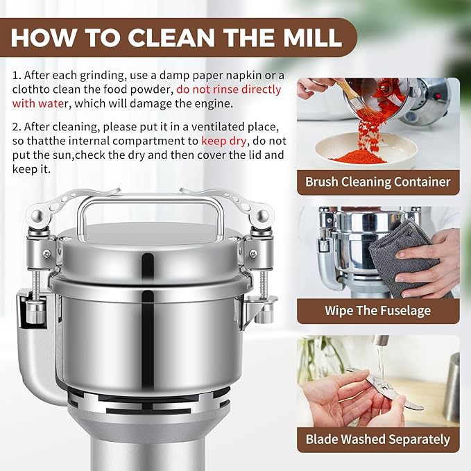 LEEVOT Grain Mill 300g Commercial Spice Grinder Electric 1200W Stainless Steel Pulverizer Dry Grinders for Grinding Wheat, Oats, Corn, Pepper, and Coffee Beans – Grinder for Kitchen.