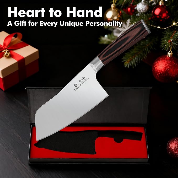 imarku 7 Inch Meat Cleaver Knife,Japanese SUS440A High Carbon Stainless Steel Butcher Knife with Ergonomic Handle,Ultra Sharp Vegetable Kitchen Knife for Home