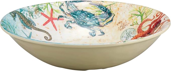 UPware 12 Piece Crab Melamine Dinnerware Sets, Outdoor Dishes Set, Plates and Bowls Sets, Service for 4, Multicolor