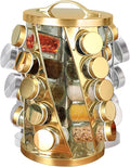 Portable Stainless Steel Spice Rack with 20 Spice Jars Included Revolving Spice Organizer for Kitchen Tower Storage Rack for Spices and Seasoning Gold