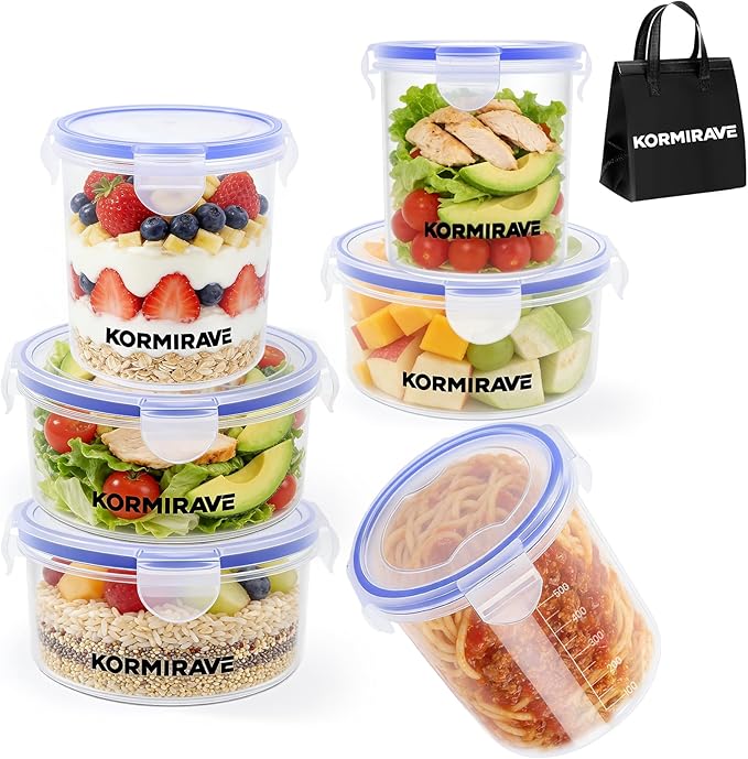 Meal Prep Freezer Storage Bundle - 6 Pack Plastic Food Storage Containers with Insulated Bag & 3 Pack Silicone Soup Freezer Molds with Freezer Bags | BPA-Free Stackable Oven/Microwave/Dishwasher Safe