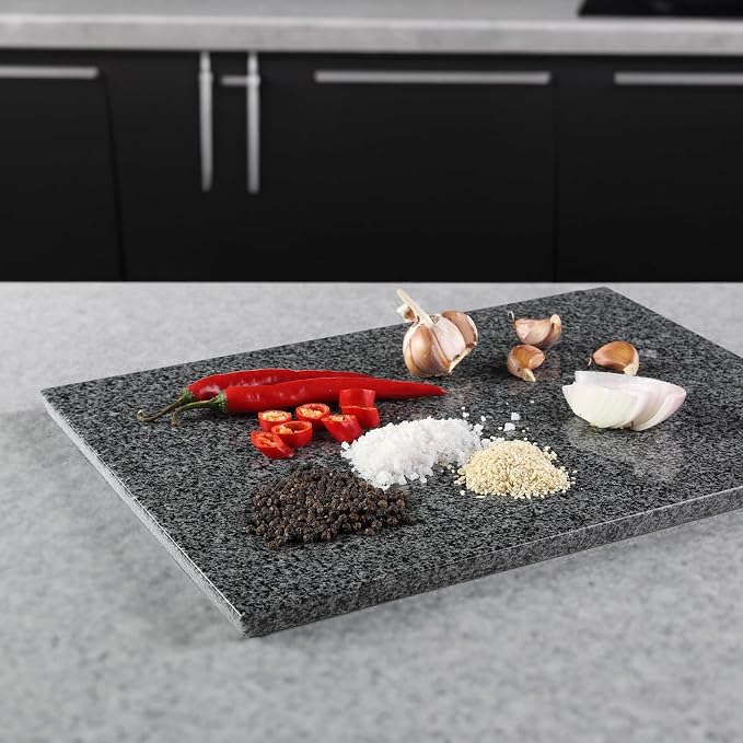 Koville Natural Granite Cutting Board for Kitchen, 16x12inch Large Hand Crafted Stone Slab for Cheese, Charcuterie, Pastry Board - Wedding Gift, House Warming Gift