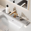 23.6 Inch Stone Faucet Mat for Kitchen Sink Splash Guard - Diatomite Quick Dry Stone Mat Kitchen Sink Protectors, Water-Absorbent Faucet Handle Drip Tray (Gray, 23.6" x 3.9")