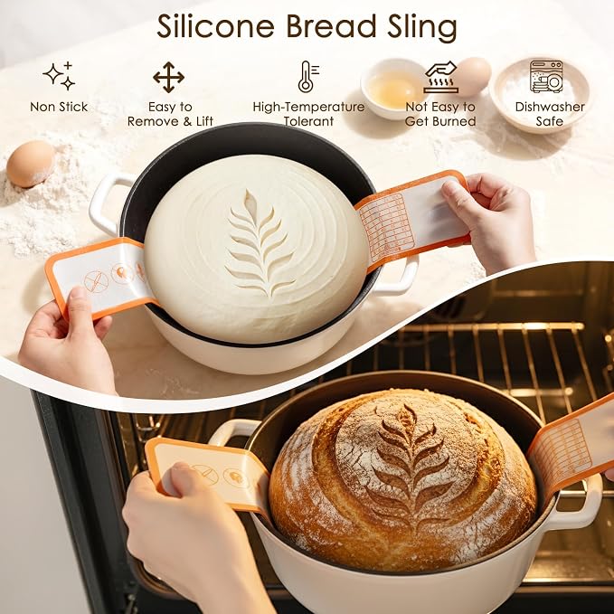 Kikcoin 13 PCS Sourdough Starter Kit with Round & Oval Banneton, Sourdough Bread Baking Supplies with Handmade Baskets, Bread Proofing Basket with Starter Jar, Bread Making Tools Kit for Beginners