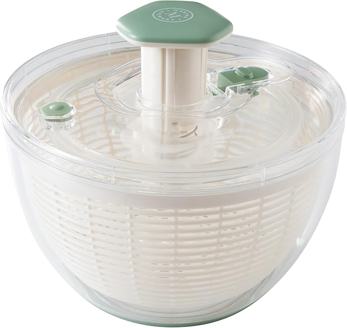 Martha Stewart Gulfwind 6.3 Qt Salad Spinner, Fruit Wahser, Fruit Washing Bowl with Strainer, Vegertable Cleaner, Salad Cleaner, Lettuce Washer