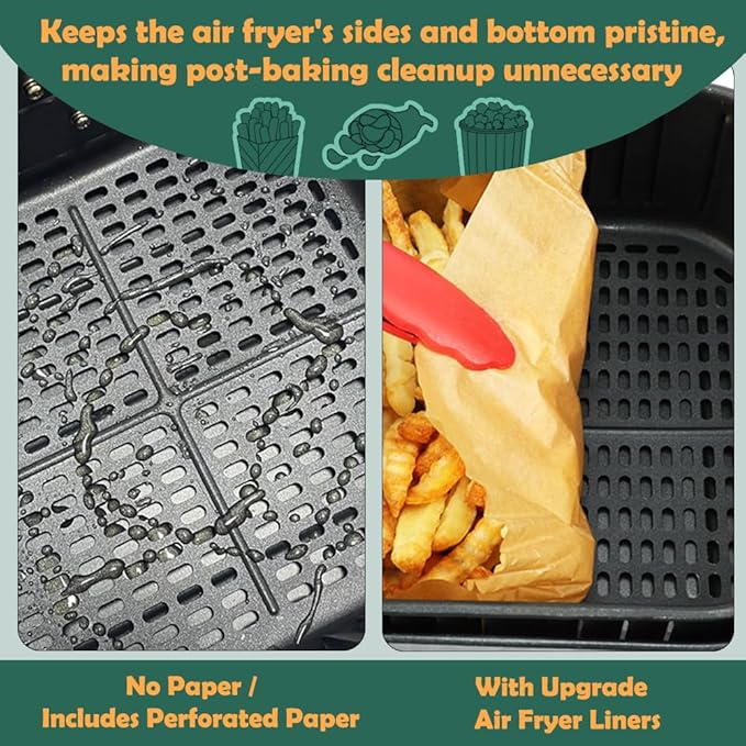 100PCS 9in Square Air Fryer Liners & Square Air Fryer Rack, Air Fryer Parchment Paper for Ninja AG301 Grill, Ninja AF141 Pro 4-in-1 & More, Ninja Foodi Grill Accessories