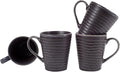 Elanze Designs Sophisticated Modern Chic Ribbed Ceramic Stoneware Dinnerware Mugs Cups Set of 4 - Charcoal Grey