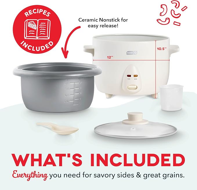 Dash Family Sized Rice Cooker - Large-Capacity Rice Cooker - Features Ceramic, Nonstick Surface & Keep Warm Function - Great for Convenient Meal Prep & Family Meals - 20 Cups Cooked / 10 Cups Uncooked