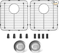 2Pack Sink Protectors for Kitchen Sink 13.1''x11.6''x1'', 304 Stainless Steel for Kitchen Sink Grate with Rear Drain, Sink Grate Sink Rack for Bottom of Sink with 2Pack Sink Strainers