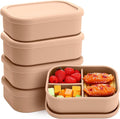 Honeydak 4 Pcs Silicone Bento Box for Adults, 3 Compartment Lunchable Food Container for Women Men, Leak Proof Microwave Dishwasher Freezer Safe (Yellow)