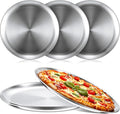 Thenshop 6 Pieces 12 Inch Pizza Pans Bulk Stainless Steel Sets Round Bakeware Pizza Trays for Oven Kitchen Baking Home Restaurant Safe Sturdy Reusable Easy Clean (Silver)