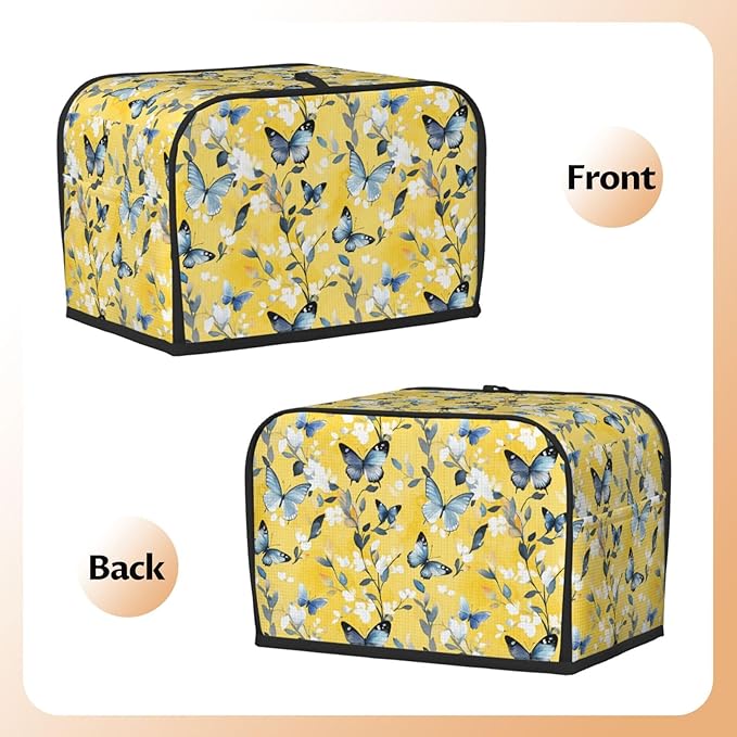 Toaster Cover 2 Slice Watercolor Pastel Butterfly Flower Kitchen Small Appliance Covers with Pockets Dust and Fingerprint Protection